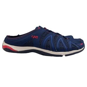 Ryka Angie Blue Leather & Mesh Slides‎ Slip on Mules Womens Size 7.5